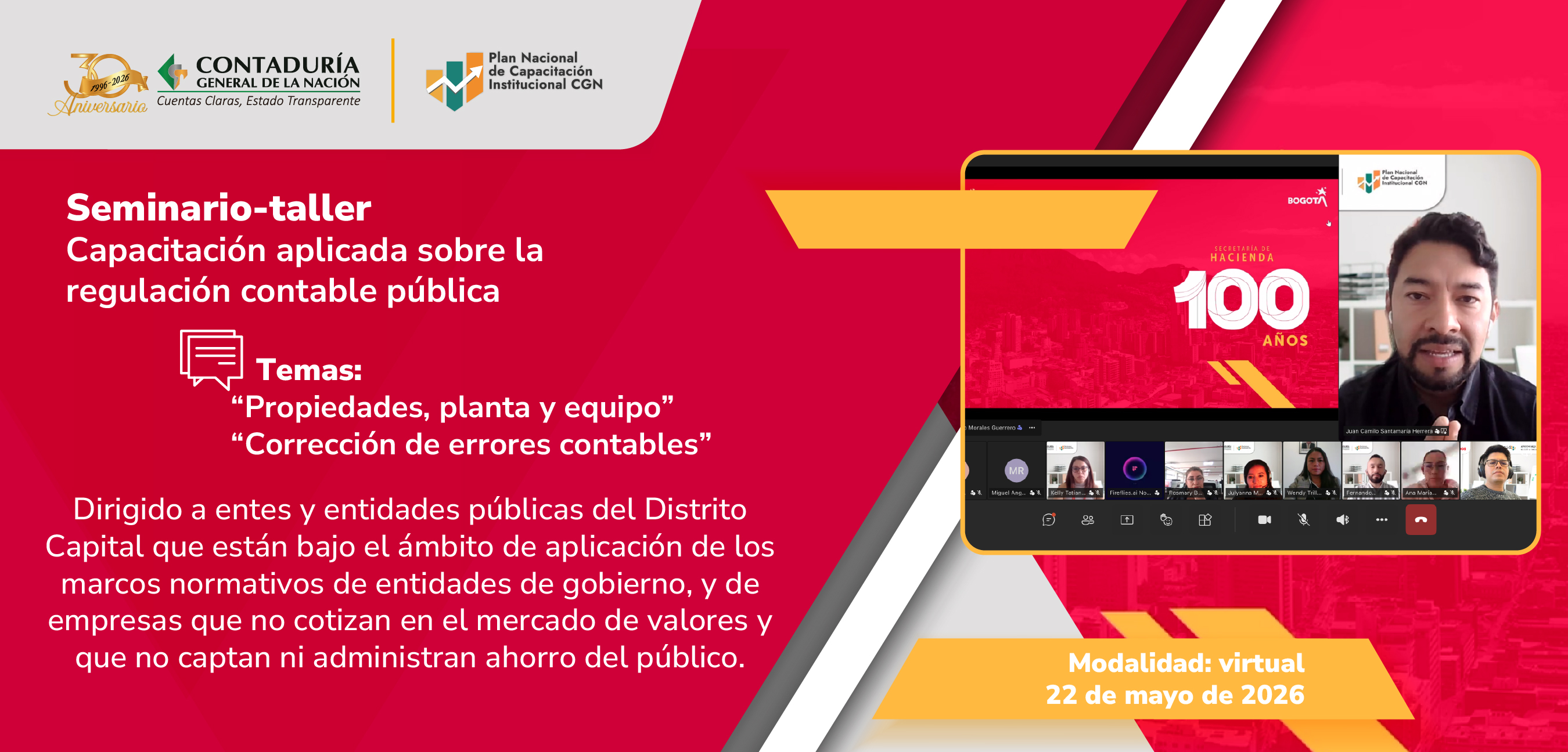 La CGN capacitó a entes y entidades públicas del Distrito Capital