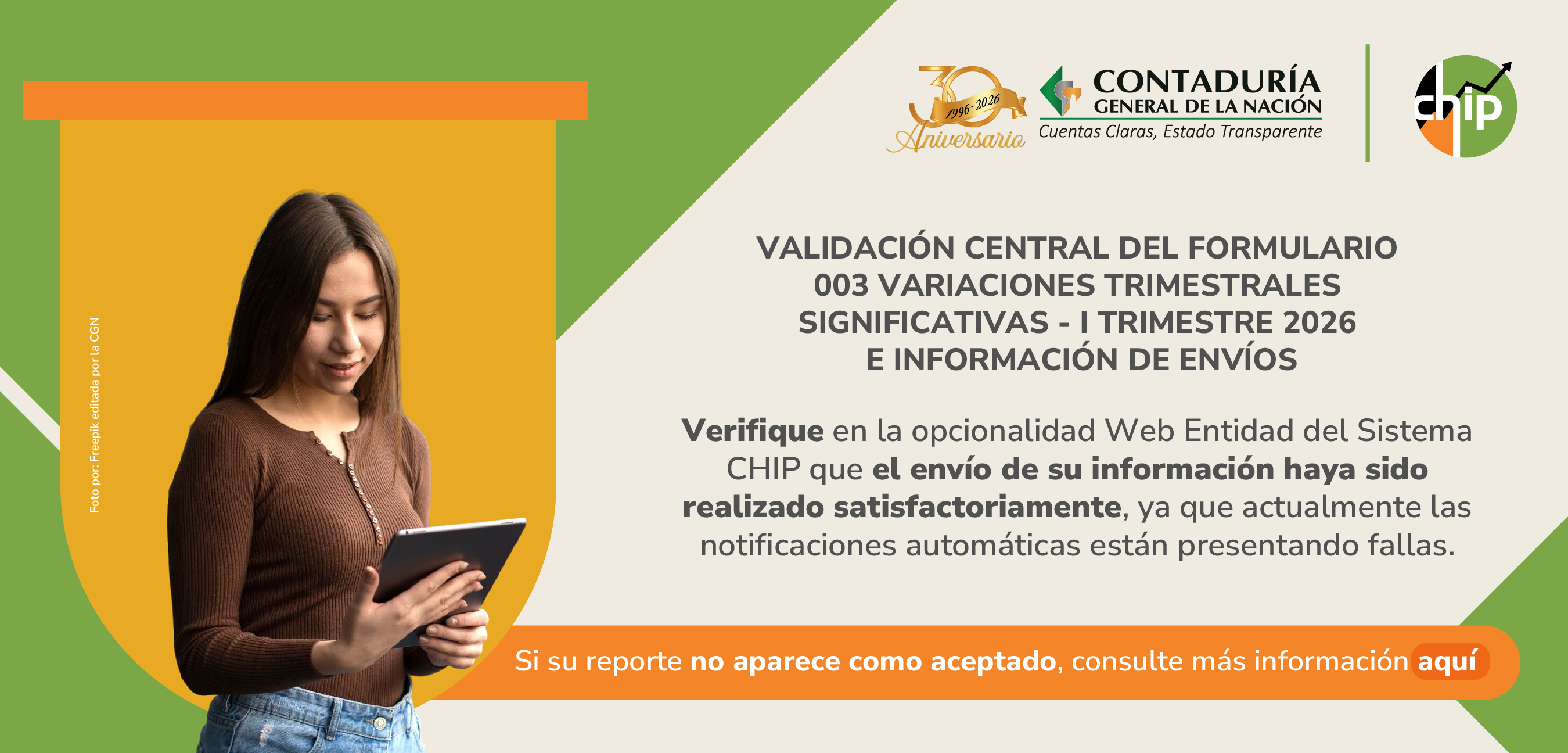 Verificación del estado de envío de información en el Web Entidad del Sistema CHIP