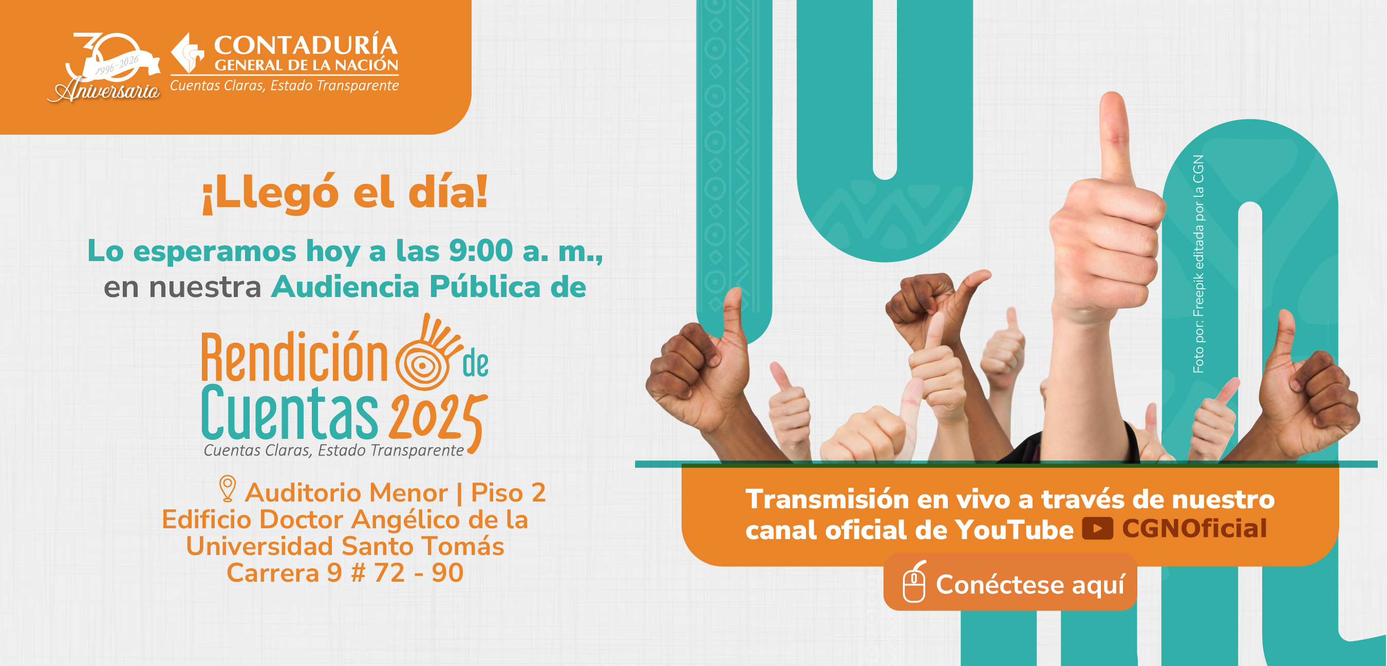 ¡Estamos a pocas horas de iniciar! Contamos con su participación en la Rendición de Cuentas 2025 de la CGN