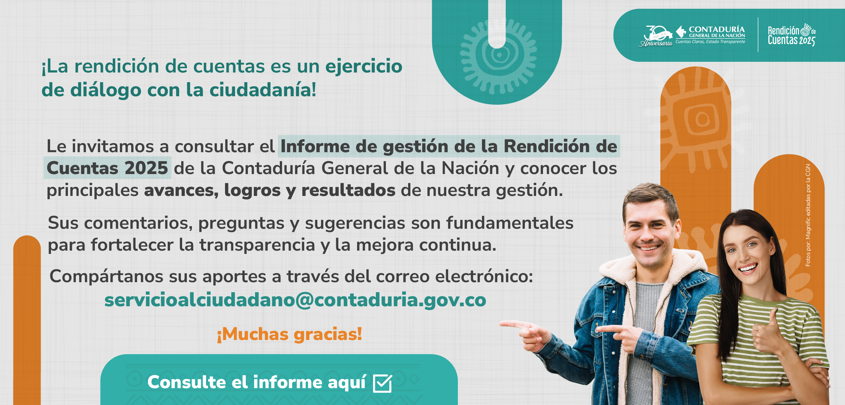 ¡Su participación cuenta! Conozca el Informe de gestión de la Rendición de Cuentas 2025 de la CGN y compártanos sus opiniones