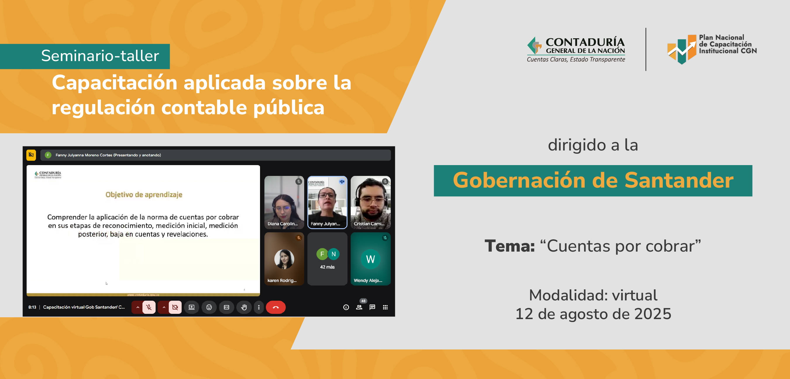 La CGN capacitó a la Gobernación de Santander sobre el tema “Cuentas por cobrar