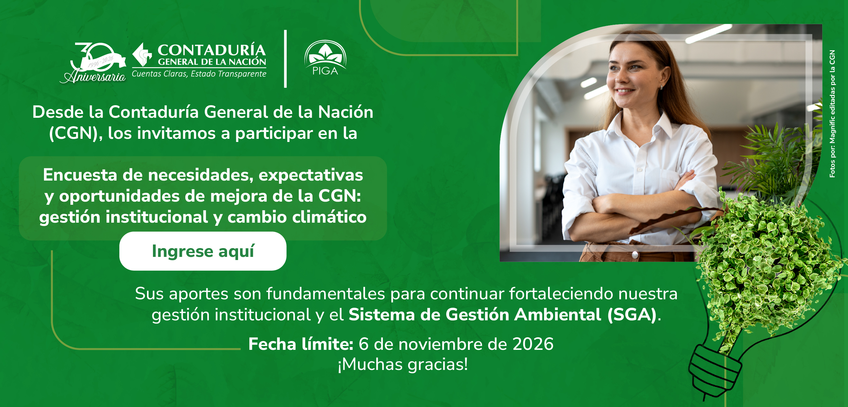 ¡Nos interesa conocer su opinión! Participe en la encuesta sobre gestión institucional y cambio climático