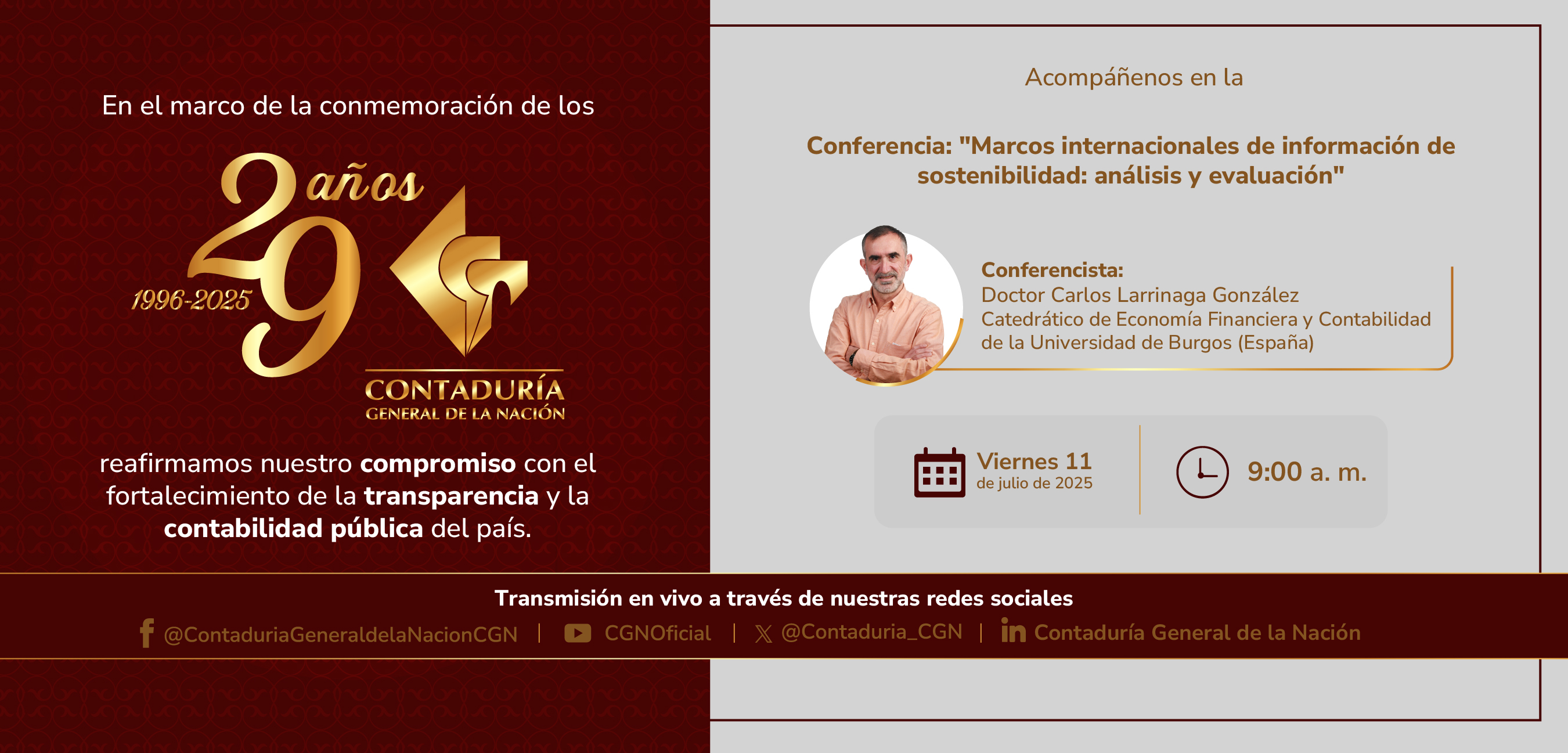 ¡Atención! Solo faltan 8 días para conmemorar juntos el 29.º aniversario de la Contaduría General de la Nación