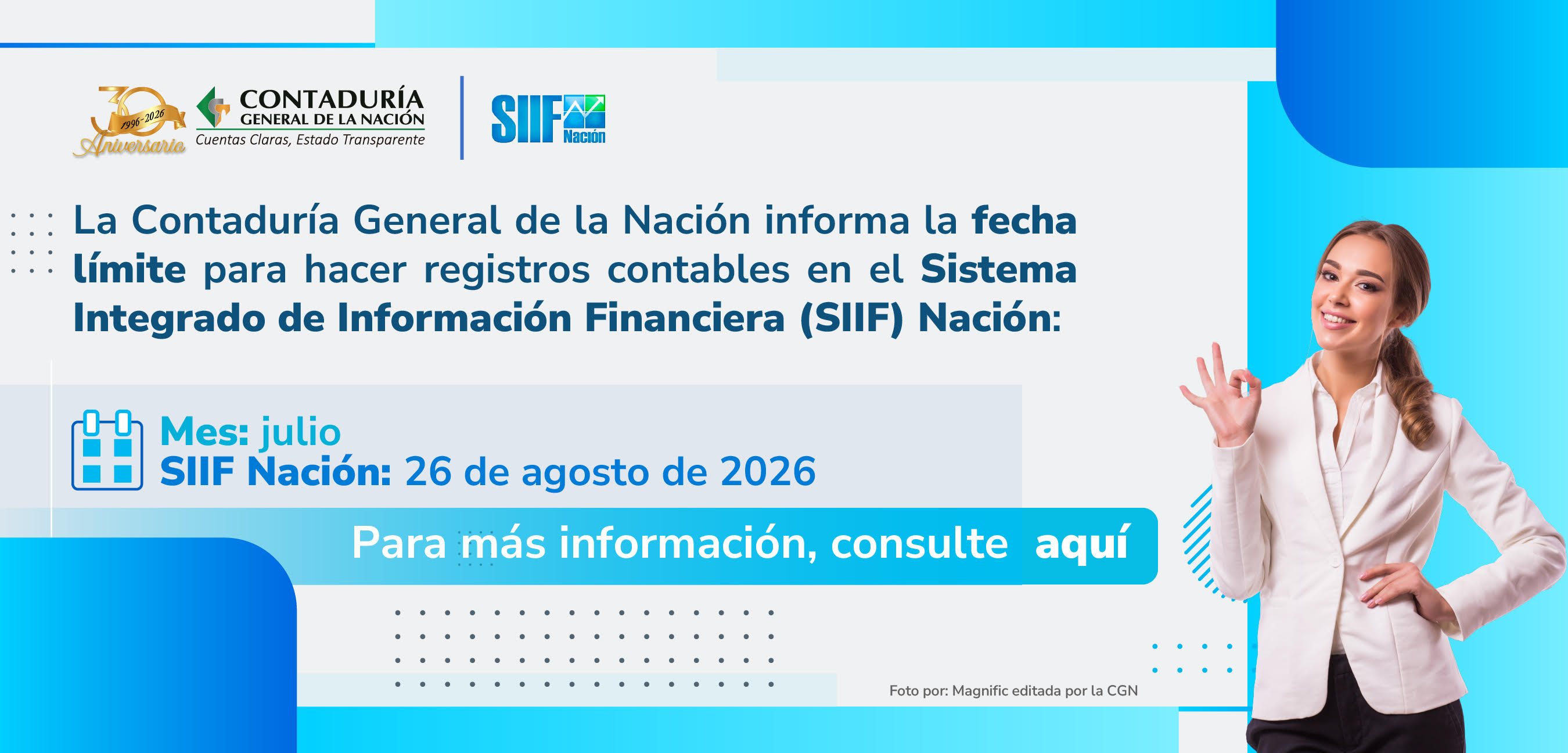 Fecha límite para hacer registros contables en el SIIF Nación - mes de julio