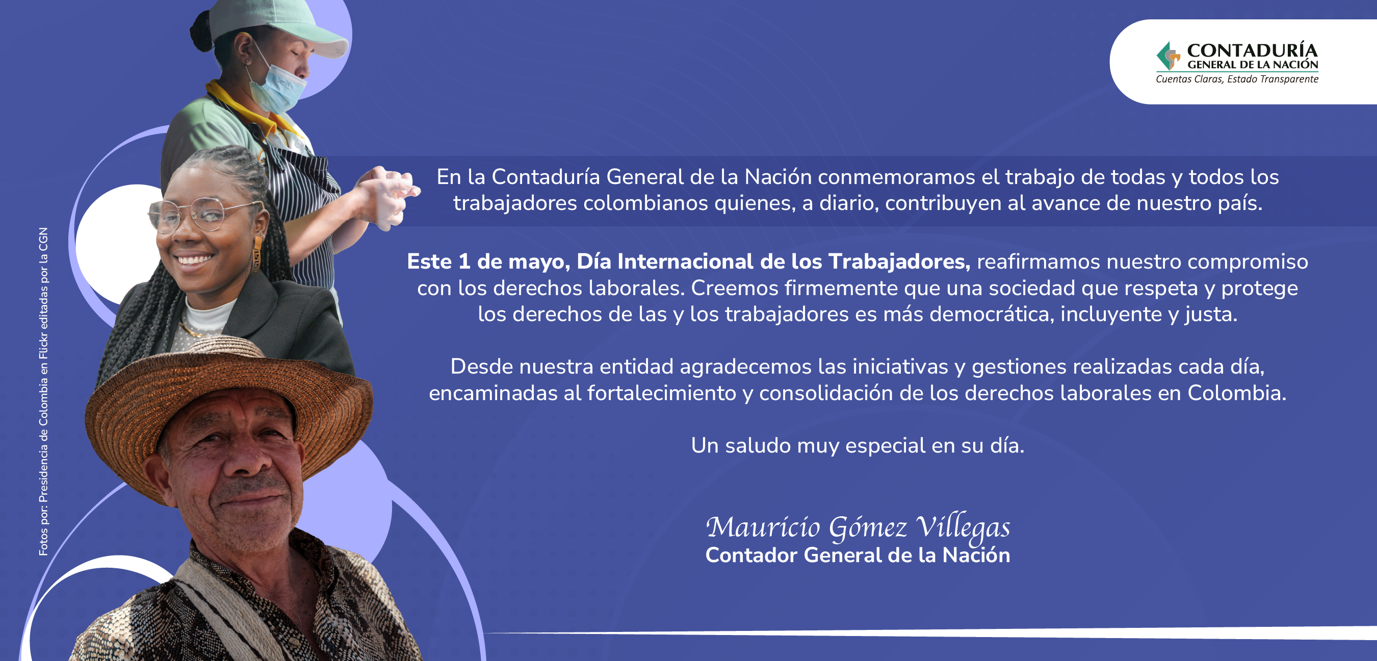 Mensaje del Contador General de la Nación en el Día Internacional de los Trabajadores