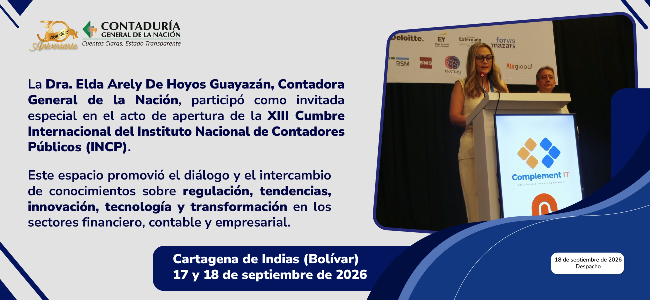 La Contadora General de la Nación participó en la XIII Cumbre Internacional del INCP