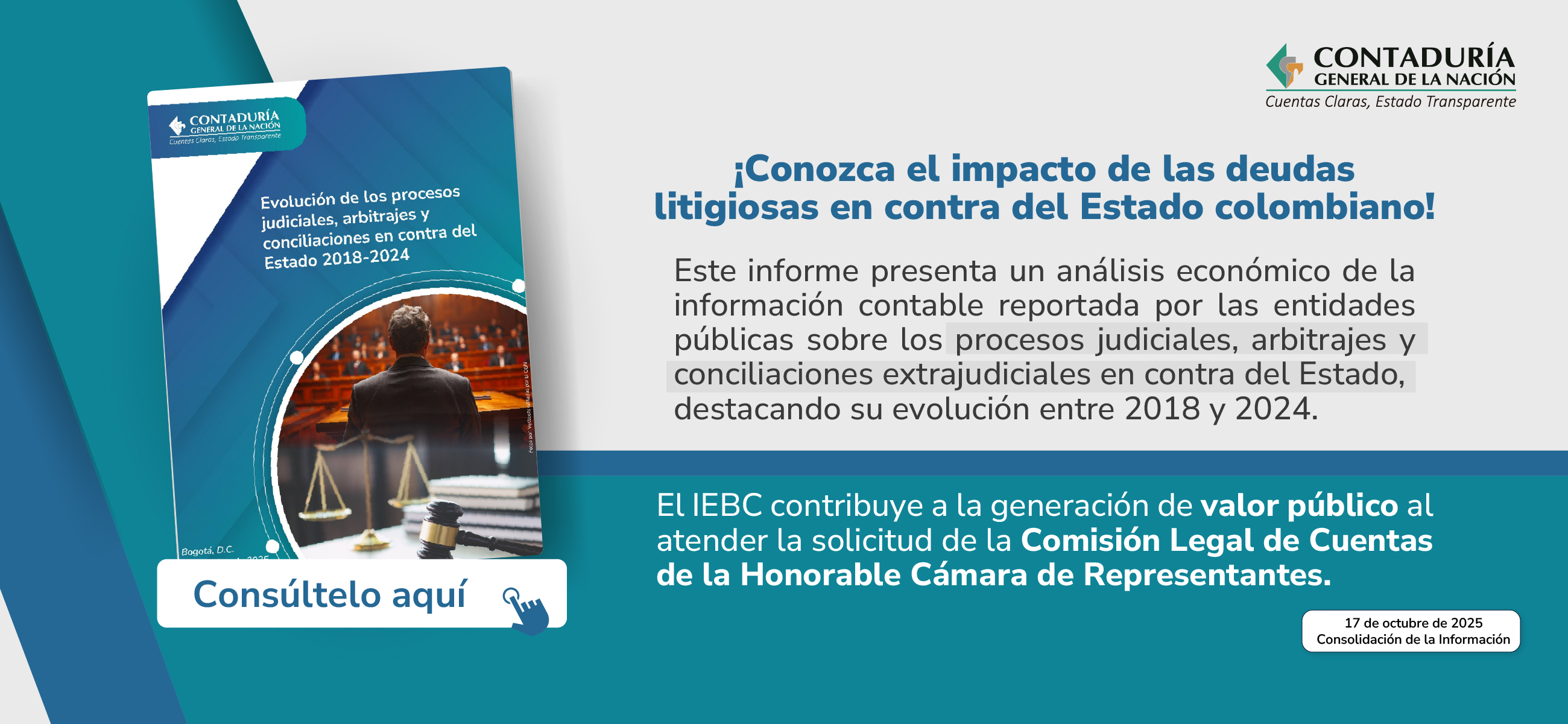 Ya está disponible la actualización del IEBC: “Evolución de los procesos judiciales, arbitrajes y conciliaciones en contra del Estado 2018-2024”
