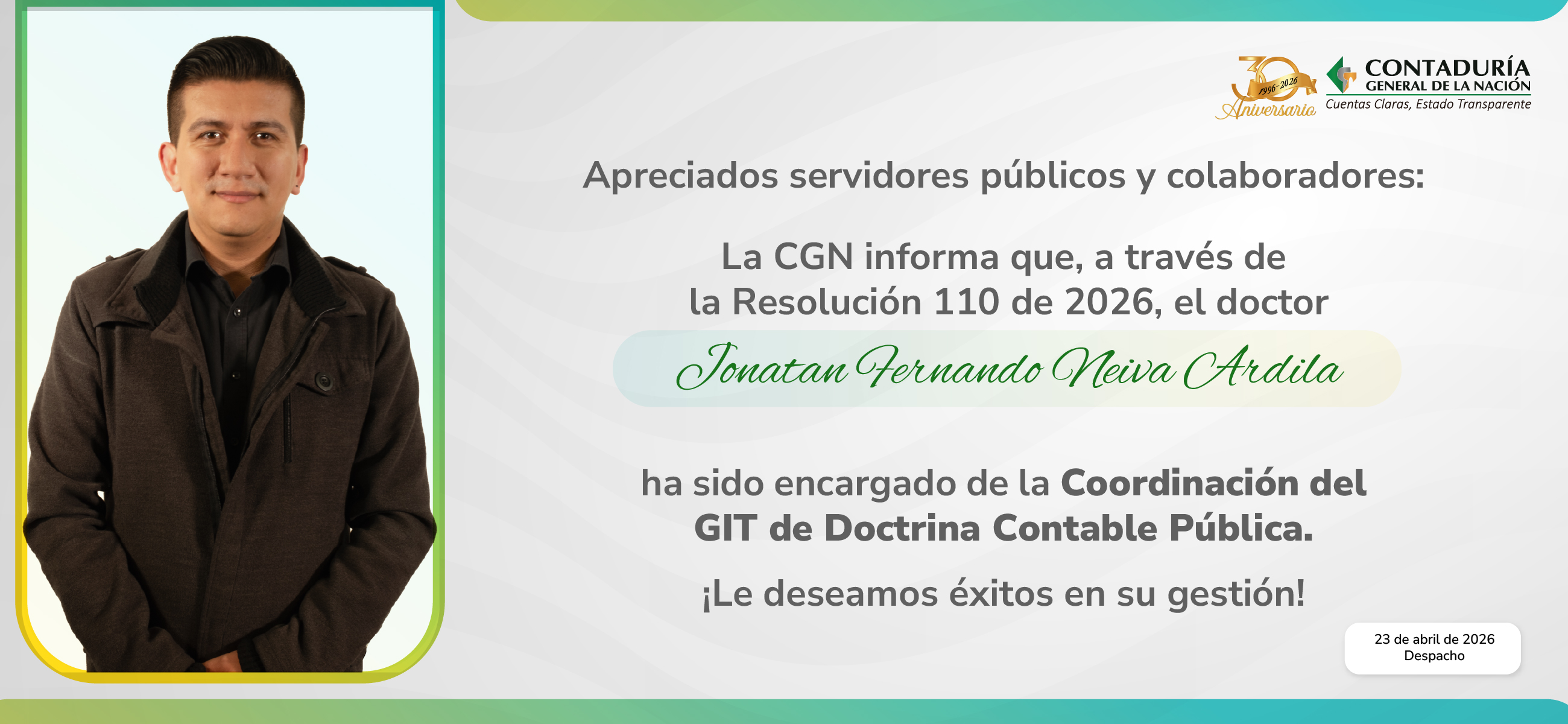 Encargo de las funciones de la Coordinación del GIT de Doctrina Contable Pública