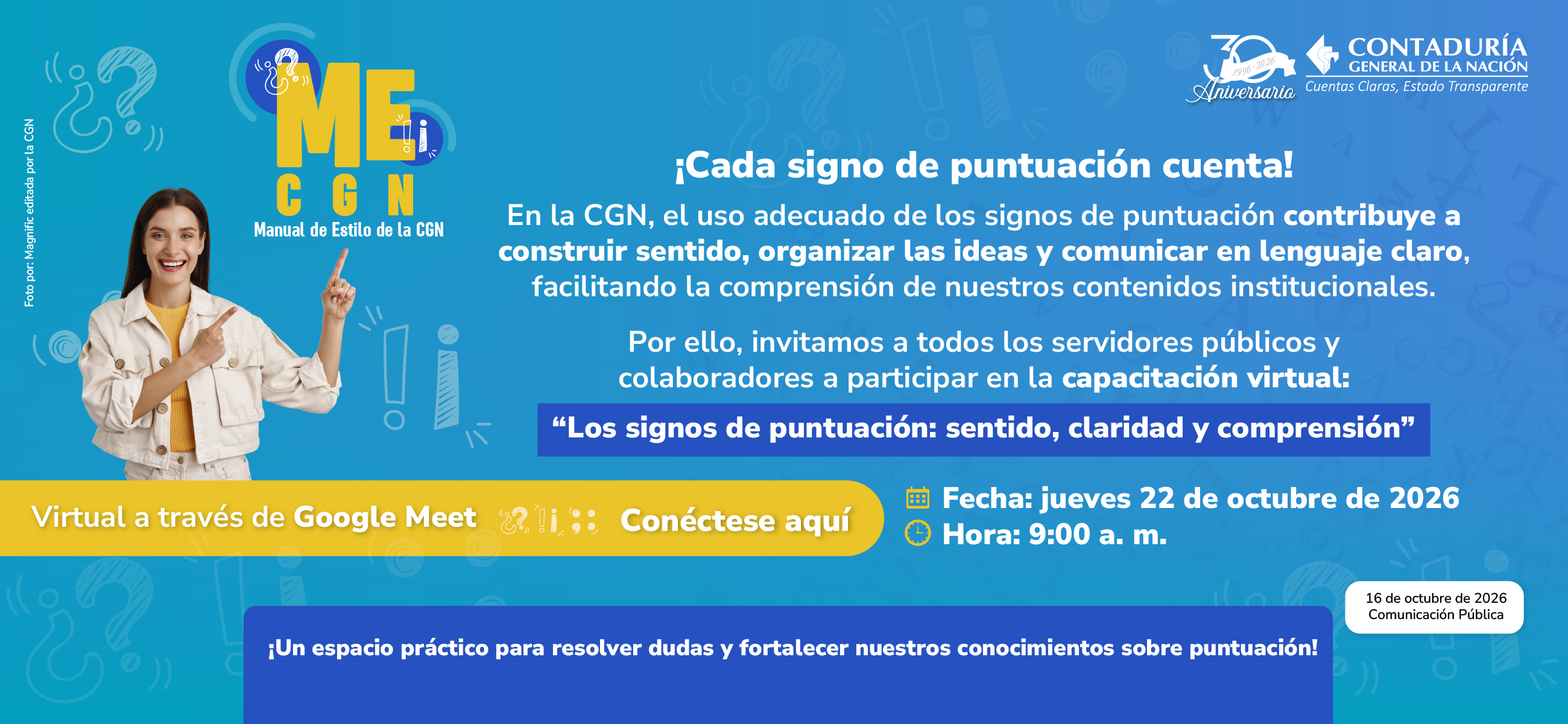 Participe este 22 de octubre en la capacitación virtual: “Los signos de puntuación: sentido, claridad y comprensión